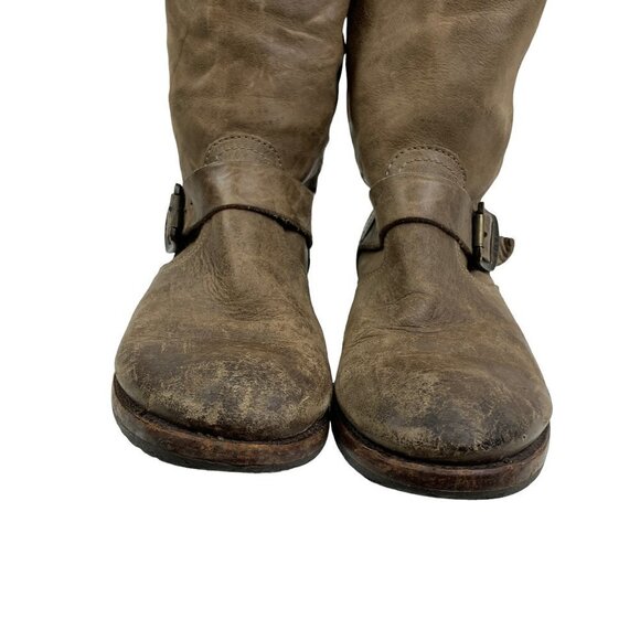 Frye Veronica Slouch Tall Boots Buckle Brown Distressed Boots Women's Size 8.5 - Picture 4 of 12